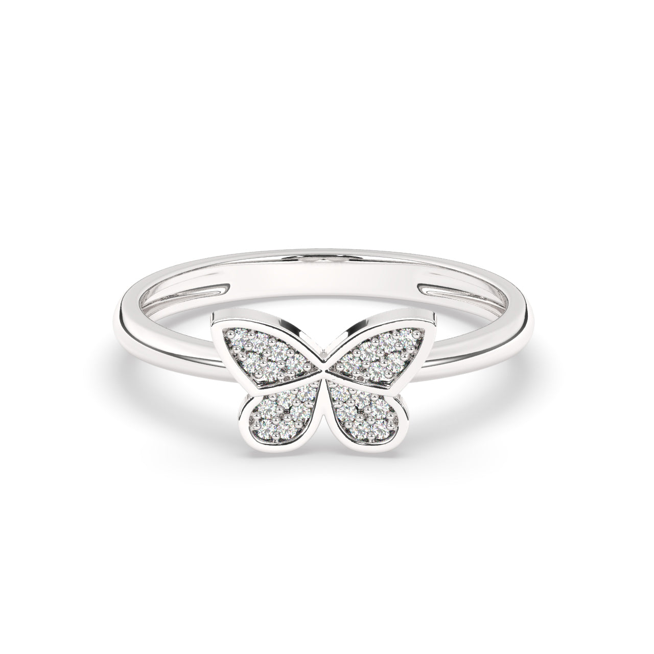 Bague en or blanc et diamants synthétiques "Papillon"