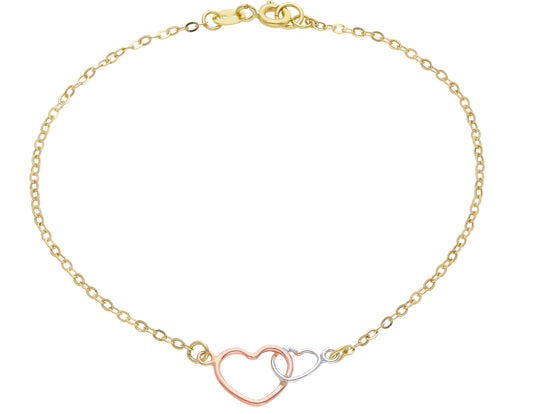 BRACELET - CENTRAL ELEMENT Three colours gold 17+2cm