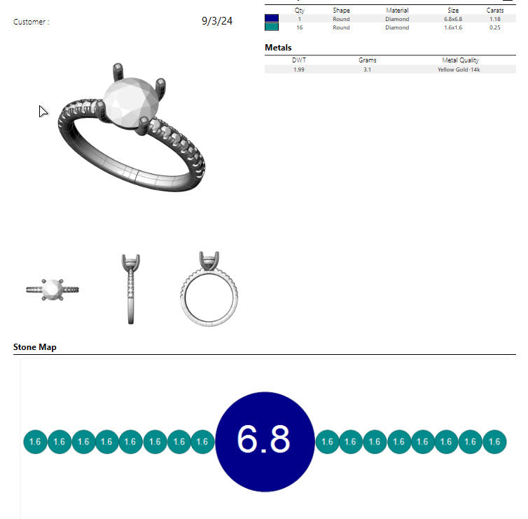 Carmen - 4 Prongs Round Diamond Pavé shank