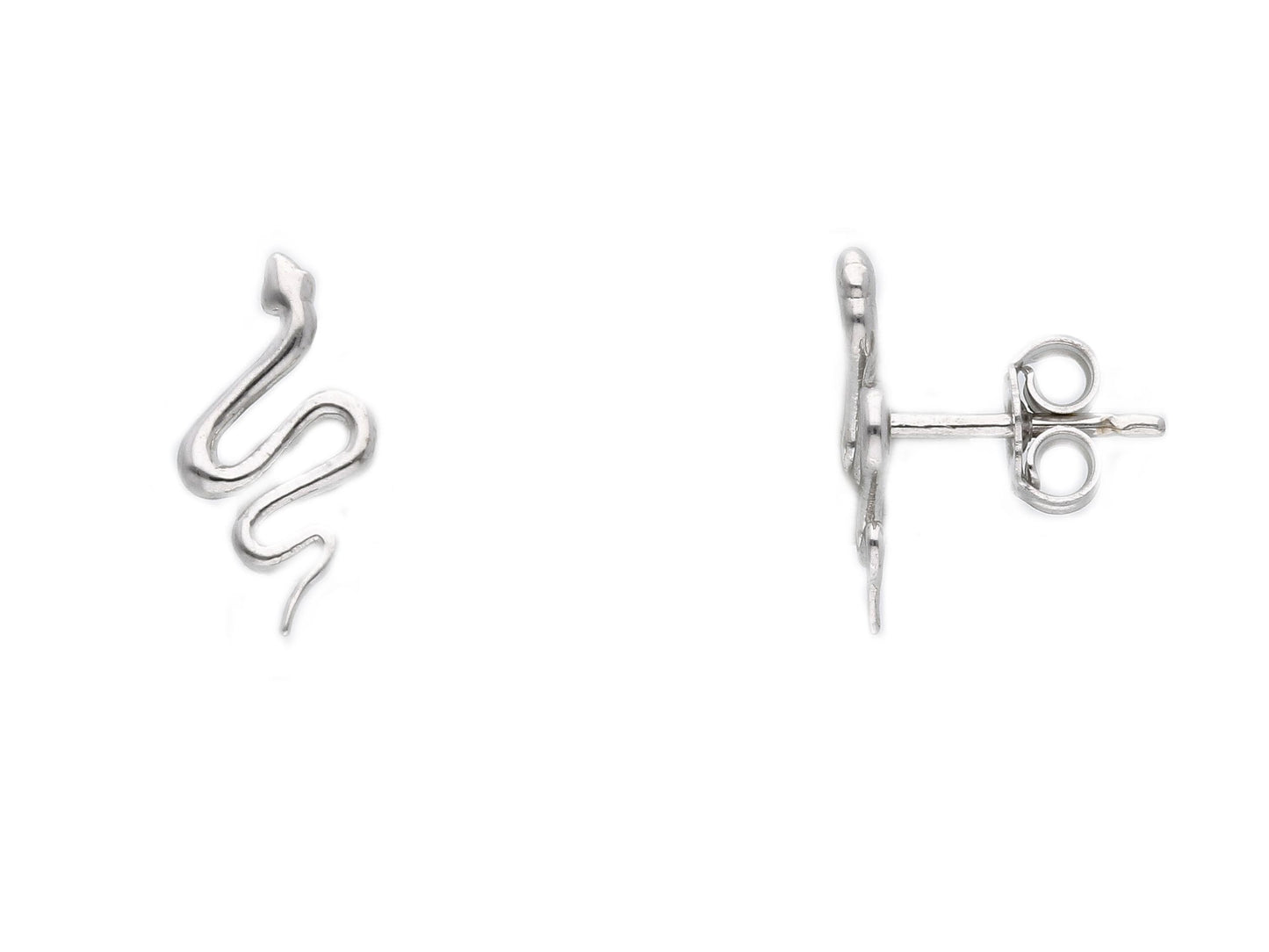 BOUCLES D'OREILLES - CLOUS Serpent en or blanc