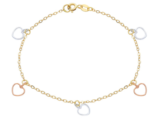 BRACELET - CHARMS Three colours gold