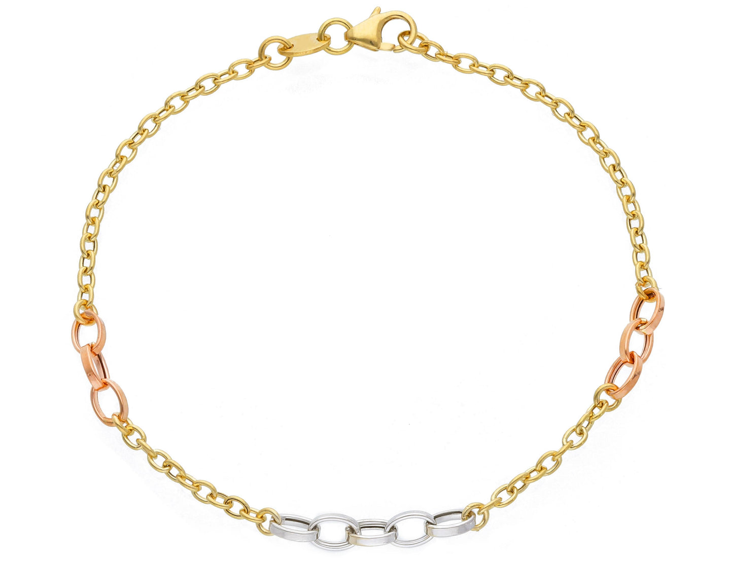 ARMBAND - LINKS Drie kleuren goud 19 cm