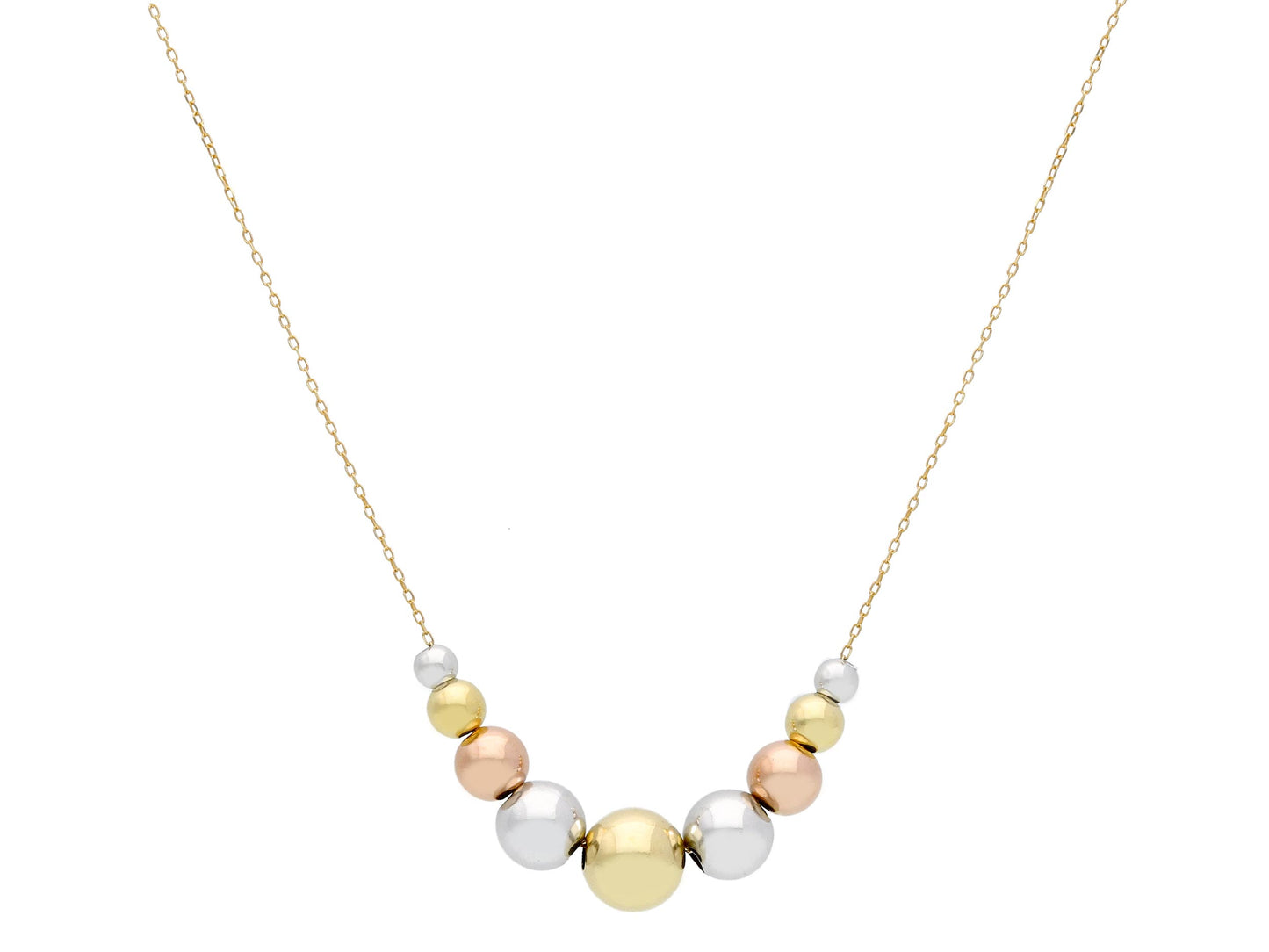 NECKLACE - BEADS/BALLS Three colours gold