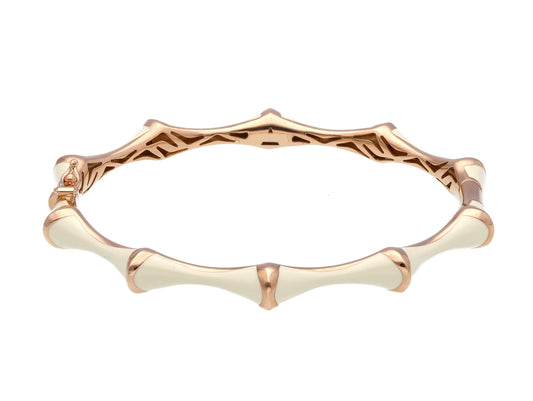 BRACELET - BANGLE Gold/Enamel white