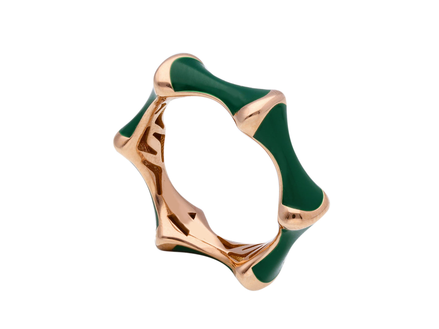 RING - NARROW BAND Gold/Enamel Green