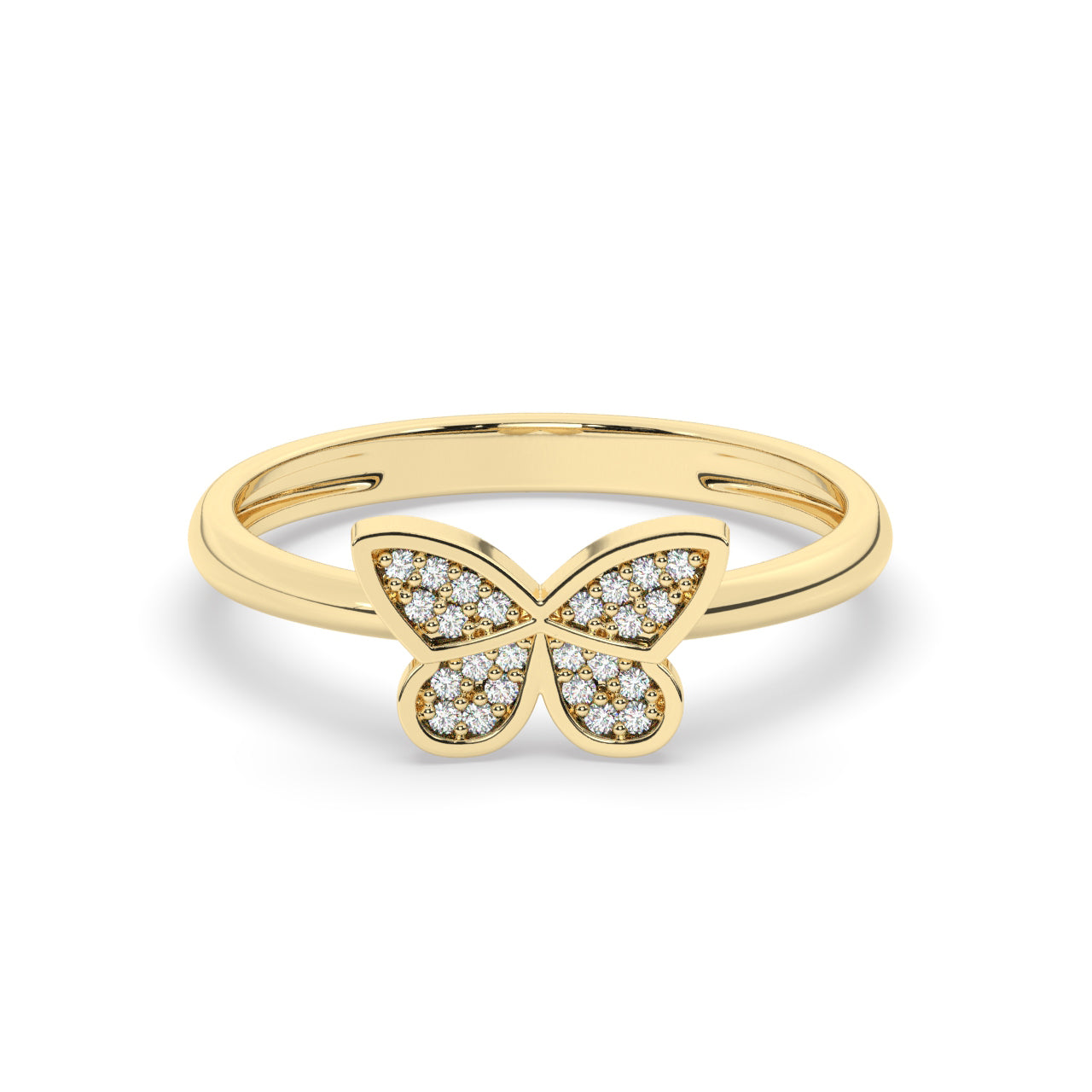 Lab Grown Diamonds Yellow Gold ring "Butterfly"