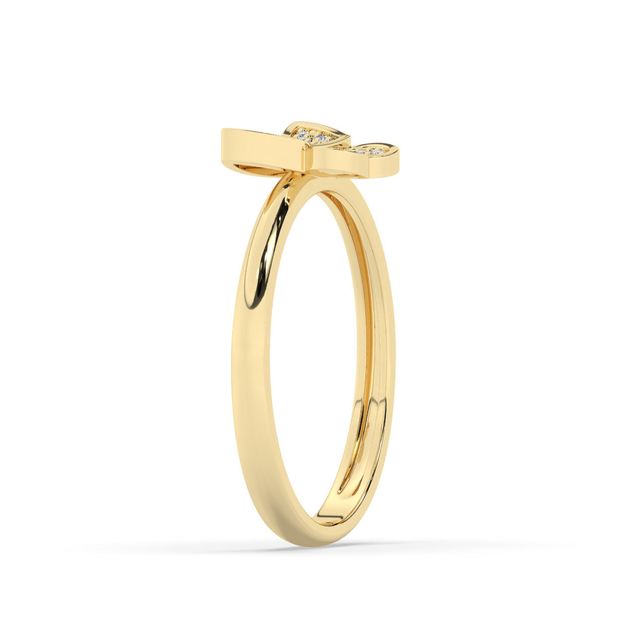 Lab Grown Diamonds Yellow Gold ring "Butterfly"