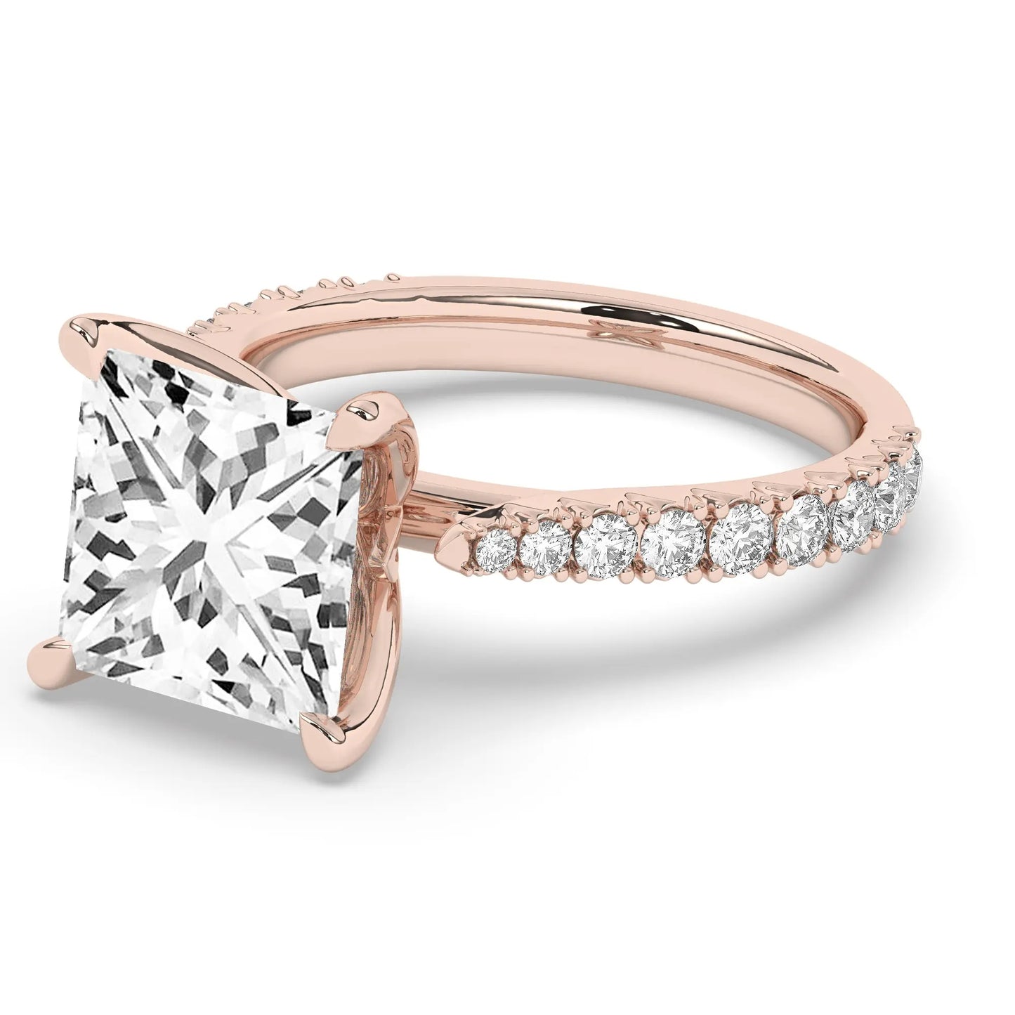 FR2976 Princess cut 0.50ct D VVS2 Rose Gold