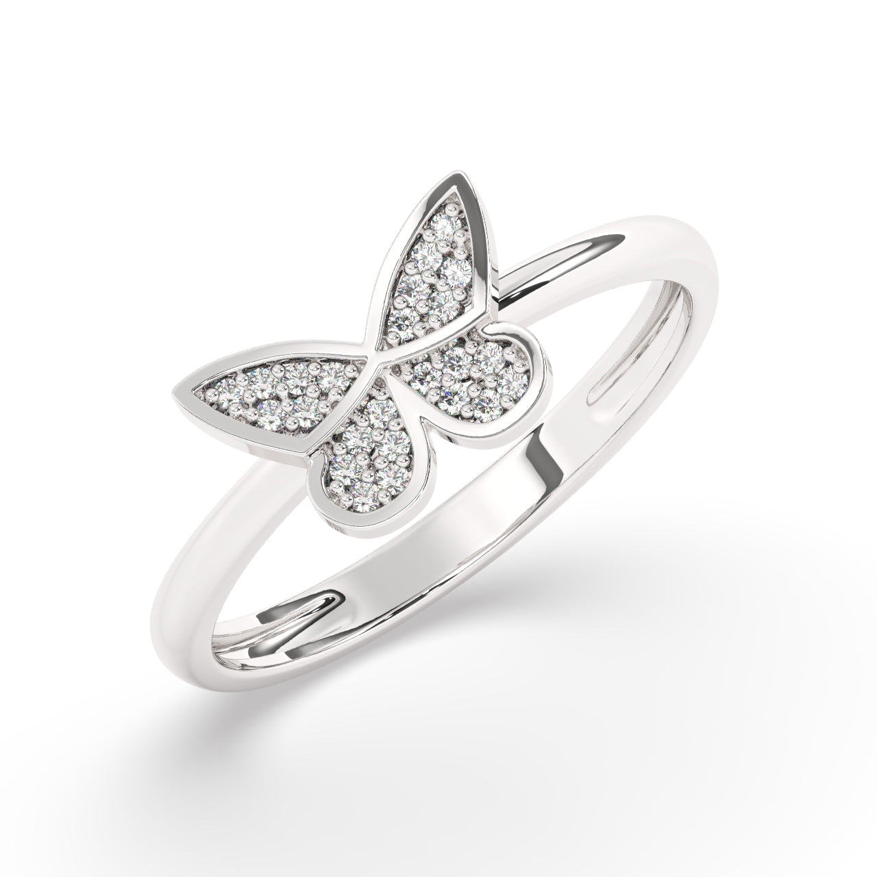 Bague en or blanc et diamants synthétiques "Papillon"