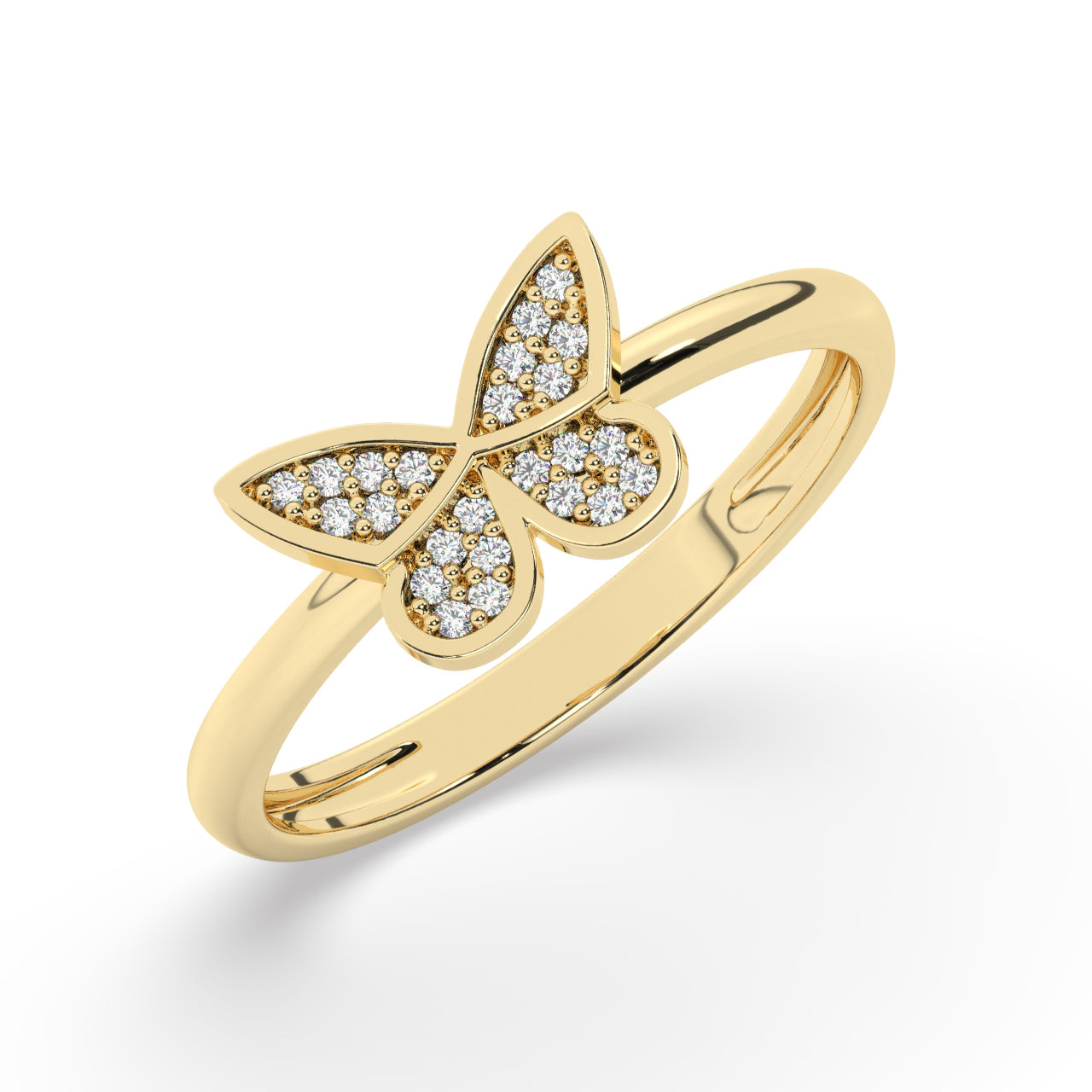 Lab Grown Diamonds Yellow Gold ring "Butterfly"