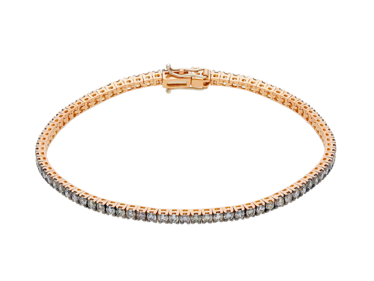 Bracelet Tennis Or Rose 2,55 ct Brillants Marron 17,5 cm BBE1003WR17