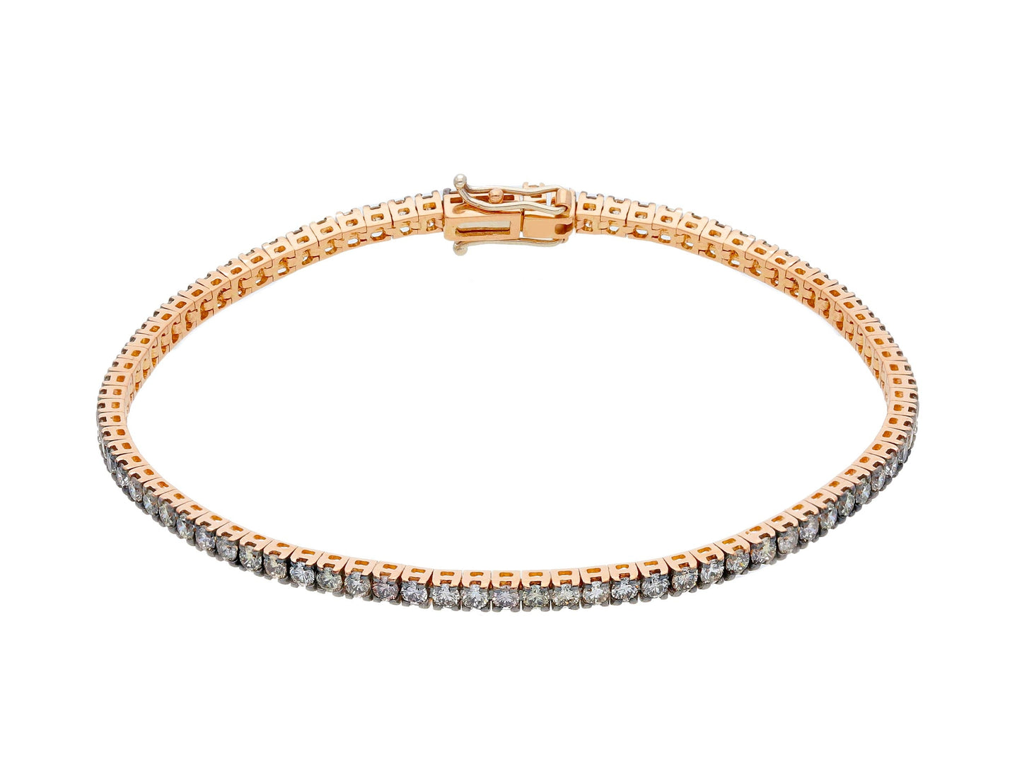 Bracelet Tennis Or Rose 2,6 ct Brillants Marron 17,5 cm BBE1003WR1