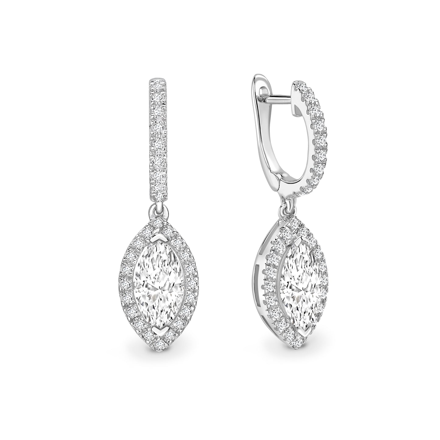 Boucles d'oreilles forme marquise avec halo LVNEX8390