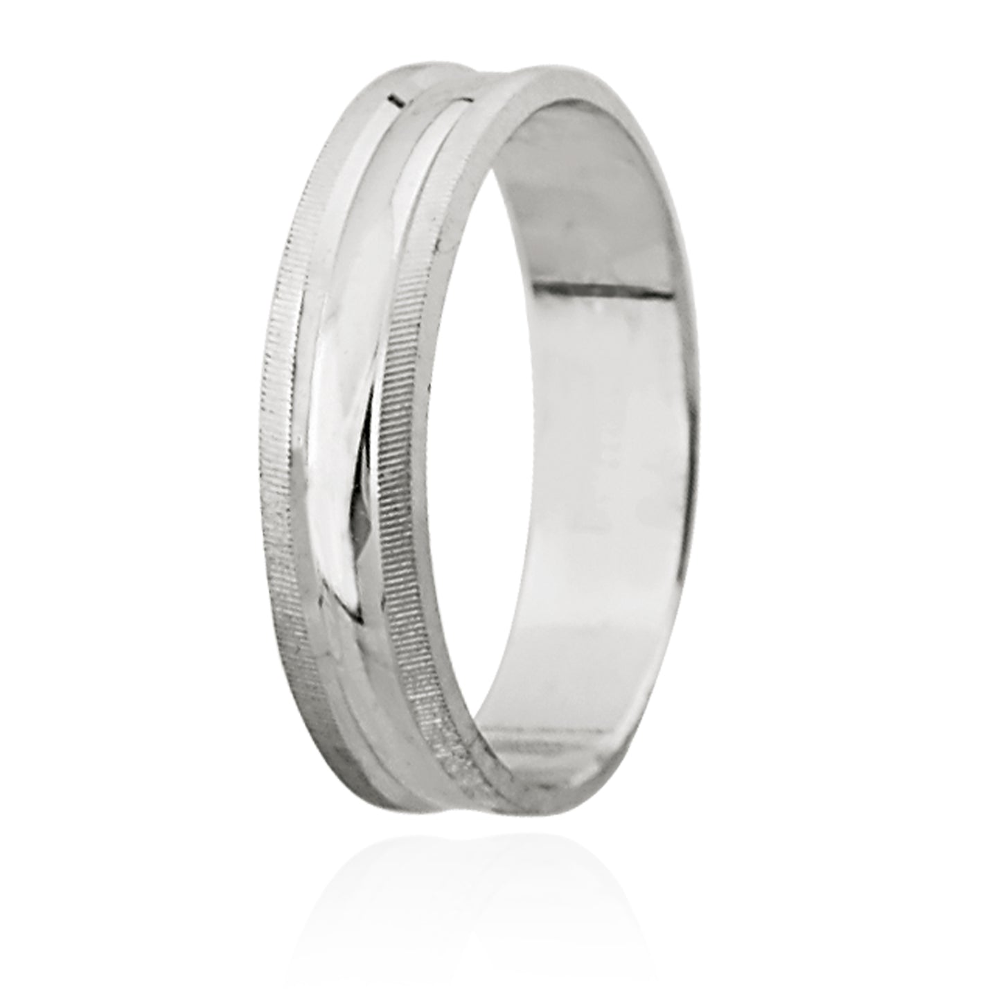 Textured White Gold Wedding Ring  4mm