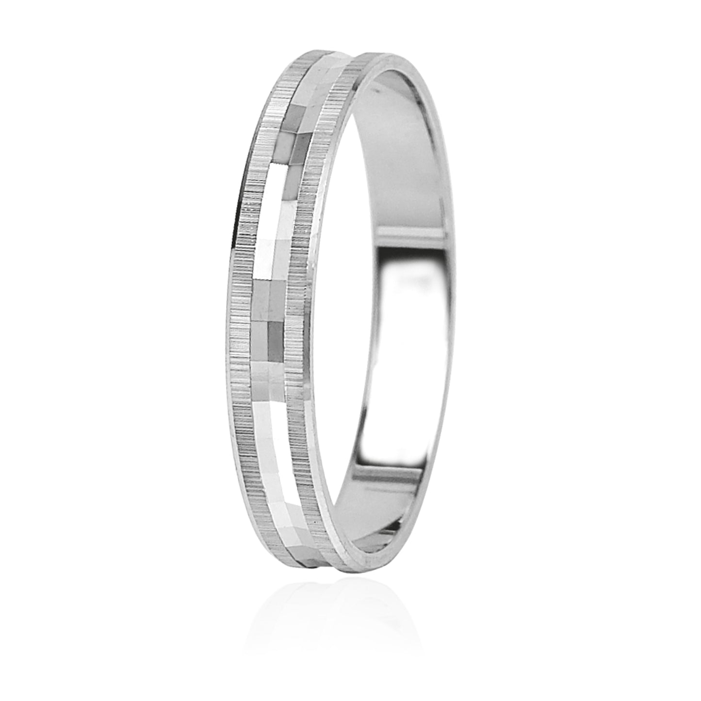 Textured White Gold Wedding Ring  3.6mm