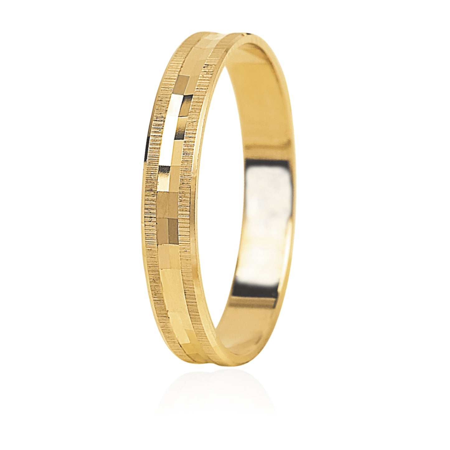 Textured Yellow Gold Wedding Ring  3.6mm