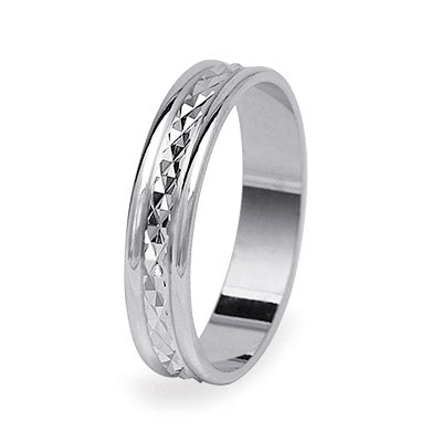 Textured White Gold Wedding Ring  4.6mm