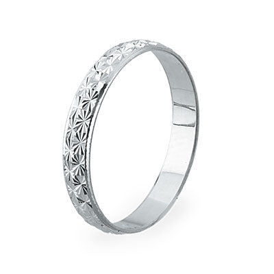 Textured White Gold Wedding Ring  3mm