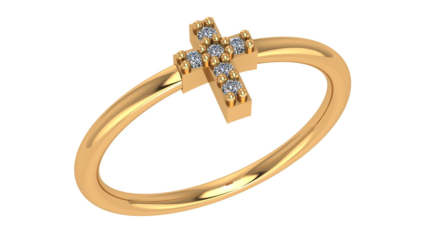 Lab Diamond "Cross" Yellow Gold Ring