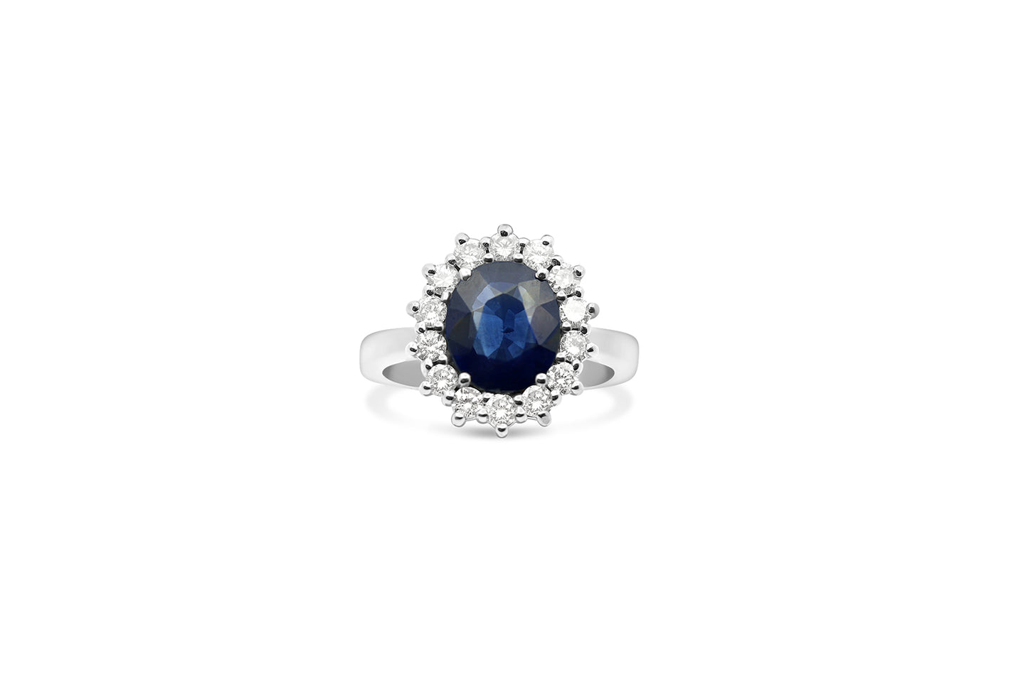 "Diana Ring" Saffier 3,5 ct en diamanten 0,70 ct.