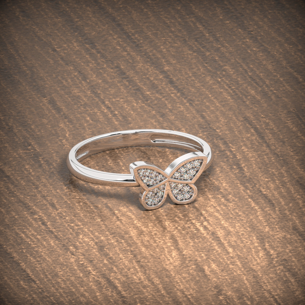 Lab Grown Diamonds White Gold ring "Butterfly"