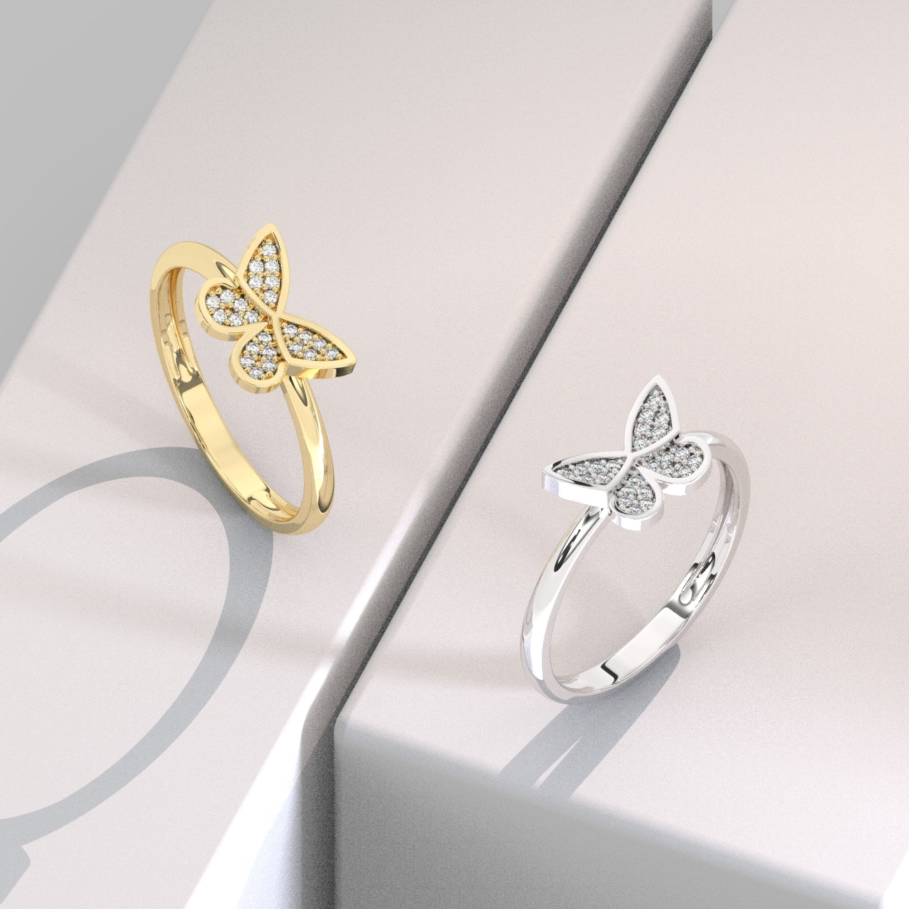 Lab Grown Diamonds Yellow Gold ring "Butterfly"