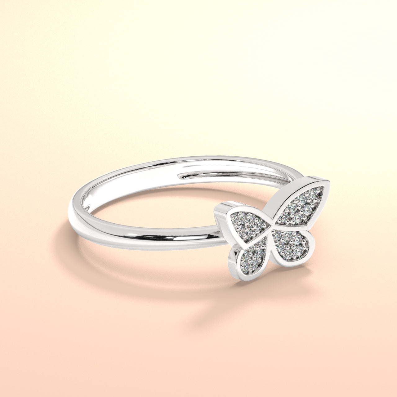 Bague en or blanc et diamants synthétiques "Papillon"