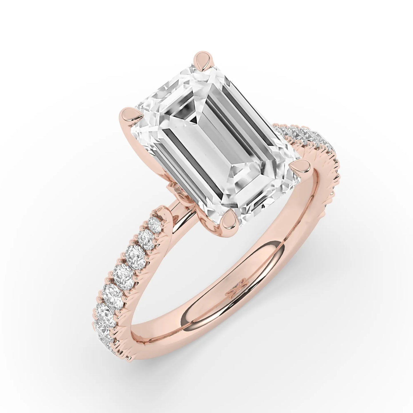 FR2976 Emerald cut 0.50ct D VVS2 Rose Gold