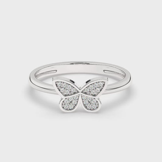 Bague en or blanc et diamants synthétiques "Papillon"