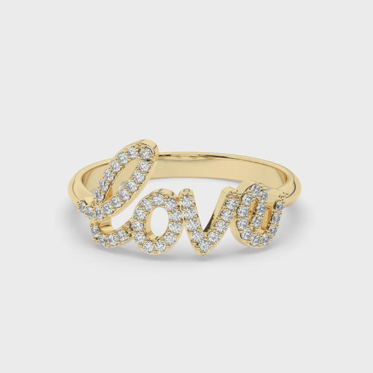 Lab diamant "LOVE" geelgouden ring