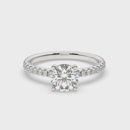 Carmen - 4 Prongs Round Diamond Pavé shank