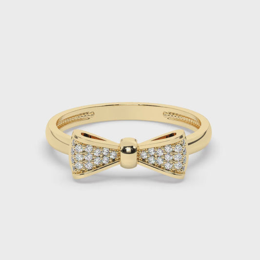 Lab Diamond "Bow"  Yellow Gold Ring